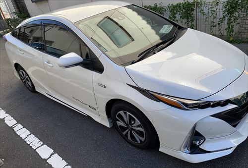 カーラッピングフィルム 広島 ルーフ リアウィング ドアミラー トヨタ プリウスphv ティーズフィルム広島 カーコーティング フロントガラス カーフィルム施工紹介ブログ